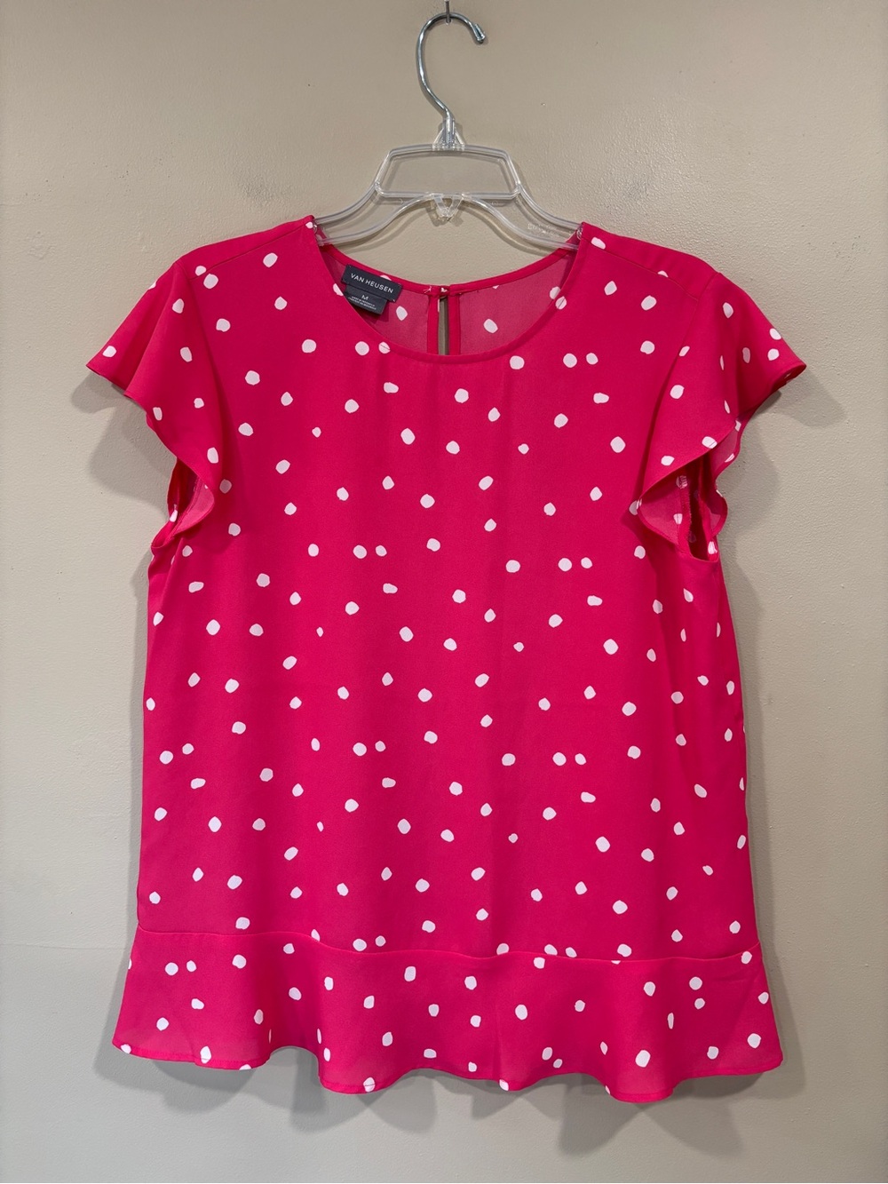 Van Heusen Women's Polka Dot Short Sleeve Top Size M